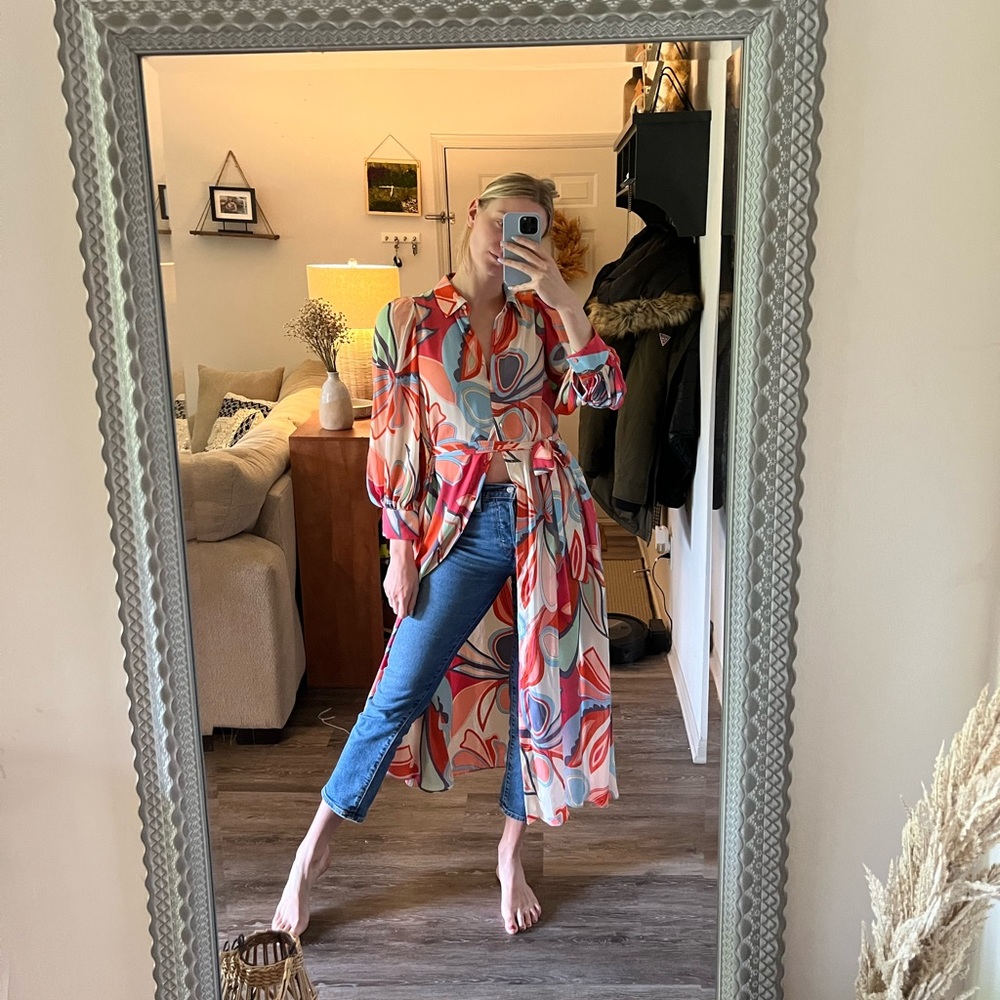 Multi Colored Button Up Long Dress - image 4